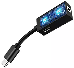 Аудио-переходник Hoco LS16 Lightning 2-in-1 Audio Converter Black - миниатюра 2
