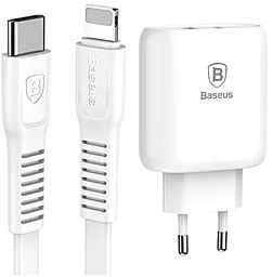 Мережевий зарядний пристрій з швидкою зарядкою Baseus Bojure Series USB-C QC3.0 32W + USB-C to Lightning Cable White (TZTUN-BJ02)