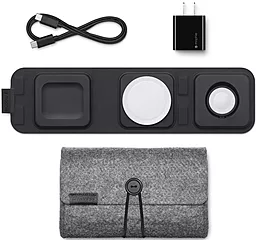 Беспроводная док-станция Mophie 15W 3-in-1 MagSafe travel charger with Black (HPTA2, 401308654) - фото Беспроводная док-станция Mophie 15W 3-in-1 MagSafe travel charger with Black (HPTA2, 401308654)