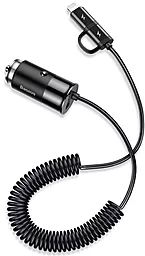Автомобільний зарядний пристрій Baseus F629-1 USB Type-C+Lightning Cable 12Вт 2.4А Grey (CCALL-EL0G) - мініатюра 3