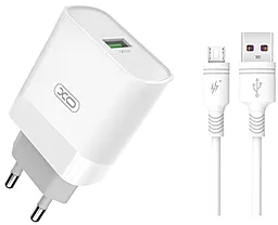 Сетевое зарядное устройство с быстрой зарядкой XO L63 QC3.0 2.4A 15W + MicroUSB Cable White