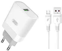 Сетевое зарядное устройство с быстрой зарядкой XO L63 15w QC3.0 home charger + micro USB cable white - фото Сетевое зарядное устройство с быстрой зарядкой XO L63 15w QC3.0 home charger + micro USB cable white