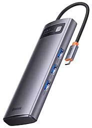 Мультипортовый USB Type-C хаб Baseus Metal Gleam Series 8-in-1 Hub gray (WKWG050113)