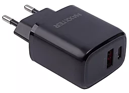 Сетевое зарядное устройство с быстрой зарядкой Maxxter 36w PD USB-C/USB-A ports charger + USB-C to USB-C cable black (WC-QCPD-CtC-01) - фото Сетевое зарядное устройство с быстрой зарядкой Maxxter 36w PD USB-C/USB-A ports charger + USB-C to USB-C cable black (WC-QCPD-CtC-01)