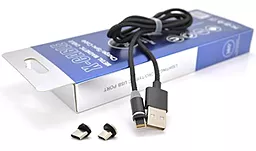 Універсальний кабель PiPo Magnetic 3-in-1 USB-A to Type-C/Lightning/micro USB 12w 2.4a 1м cable Black - фото Універсальний кабель PiPo Magnetic 3-in-1 USB-A to Type-C/Lightning/micro USB 12w 2.4a 1м cable Black