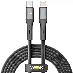 Кабель Yoki YK-LE17 LED USB Type-C - Lightning 30w 3a 2м PD сable Black - фото Кабель Yoki YK-LE17 LED USB Type-C - Lightning 30w 3a 2м PD сable Black