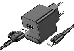 Мережевий зарядний пристрій Borofone BAS11A 2.4a home charger + USB-C cable black - фото Мережевий зарядний пристрій Borofone BAS11A 2.4a home charger + USB-C cable black