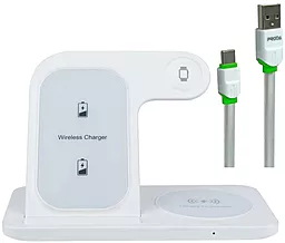 Бездротовий (індукційний) зарядний пристрій Proda 15w 3-in-1 magnetic wireless charger white (PD-W8)