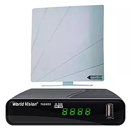 Комплект цифрового ТБ World Vision T624D3 + Антена Kvant-Efir ARU-01 (white)
