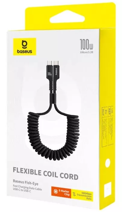 Кабель Baseus Fish-Eye USB Type-C - Type-C 100w 5a 1м PD cable Black - фото 8