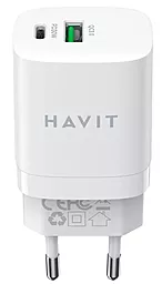 Сетевое зарядное устройство Havit HV-UC30 30w GaN/PPS PD USB-C/USB-A ports charger white - фото Сетевое зарядное устройство Havit HV-UC30 30w GaN/PPS PD USB-C/USB-A ports charger white