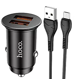Автомобильное зарядное устройство Hoco NZ1 36w QC3.0 2xUSB-A ports car charger + mirco USB cable black - фото Автомобильное зарядное устройство Hoco NZ1 36w QC3.0 2xUSB-A ports car charger + mirco USB cable black