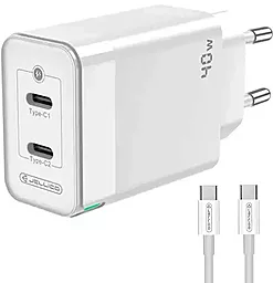 Сетевое зарядное устройство Jellico C121 40w PD 2xUSB-C ports charger + USB-C to USB-C cable white - фото Сетевое зарядное устройство Jellico C121 40w PD 2xUSB-C ports charger + USB-C to USB-C cable white