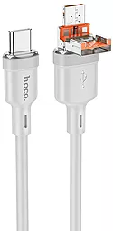 Универсальный кабель Hoco U131 Afortunado 2-in-1 USB-A/Type-C - Type-C 60w 3a 1.2м cable Gray - фото Универсальный кабель Hoco U131 Afortunado 2-in-1 USB-A/Type-C - Type-C 60w 3a 1.2м cable Gray