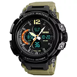 Мужские часы Skmei 1343KH Khaki - фото Мужские часы Skmei 1343KH Khaki