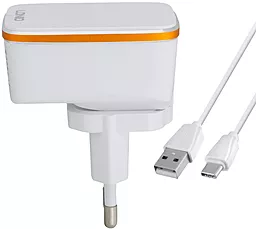Мережевий зарядний пристрій LDNio A1204Q 18w QC3.0 home charger + USB-C cable white