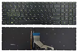 Клавіатура для ноутбуку HP 15-DA 15-DB 15-DR 15-DX 17-BY 17-CA 250 255 256 G7 250 255 G8 чорна без рамки зелена підсвітка Прямий Enter Original PRC (PK1328B1B00) Black