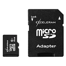 Карта пам'яті Exceleram microSDHC 8GB Class 10 + SD-адаптер (MSD0810A)