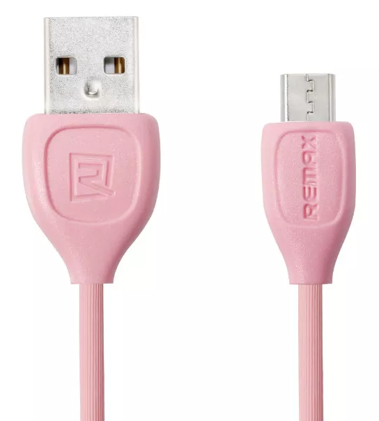 Кабель Remax Lesu USB-A - micro USB 12w 2.4a 1м cable Pink (RC-050m) - фото 1