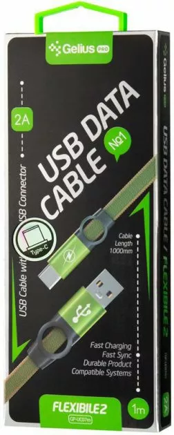 Кабель Gelius Pro Flexible 2 GP-UC07c USB-A - Type-C 10w 1м cable Pine/Green - фото 3