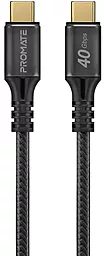 Мультимедийный кабель Promate USB4.0 Type-C - Type-C 8k 60hz 240w 5a 2м 40gbps PD data cable Black - фото Мультимедийный кабель Promate USB4.0 Type-C - Type-C 8k 60hz 240w 5a 2м 40gbps PD data cable Black
