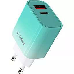 Сетевое зарядное устройство Gelius Merge GP-HC060 30w GaN/PPS PD/QC USB-C/USB-A ports charger mint - фото Сетевое зарядное устройство Gelius Merge GP-HC060 30w GaN/PPS PD/QC USB-C/USB-A ports charger mint