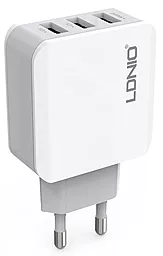 Сетевое зарядное устройство LDNio DL-A3301 15.5w 3xUSB-A ports charger white - фото Сетевое зарядное устройство LDNio DL-A3301 15.5w 3xUSB-A ports charger white
