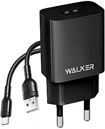 Сетевое зарядное устройство Walker WH-26 2.1a USB-A charger + USB-C cable black