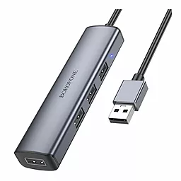 USB хаб Borofone DH12 4-in-1 gray