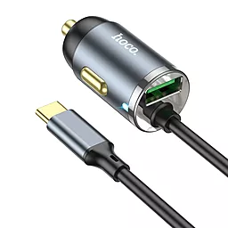 Автомобільний зарядний пристрій Hoco NZ7 20w PD USB-C car charger + USB-C cable metal grey