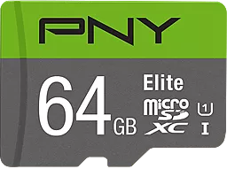 Карта пам'яті PNY Elite 64GB Class 10 UHS-I (P-SDUX64U185GW-GE) - фото Карта пам'яті PNY Elite 64GB Class 10 UHS-I (P-SDUX64U185GW-GE)