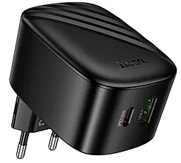 Сетевое зарядное устройство Hoco CS102A Folding 30w PD/QC3.0 USB-C/USB-A fast charger Black - фото Сетевое зарядное устройство Hoco CS102A Folding 30w PD/QC3.0 USB-C/USB-A fast charger Black