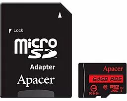 Карта памяти Apacer microSDXC 64GB UHS-I Class 10 + SD-adapter (AP64GMCSX10U5-RA)