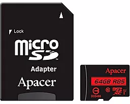 Карта памяти Apacer microSDXC 64GB UHS-I Class 10 + SD-adapter (AP64GMCSX10U5-RA) - фото Карта памяти Apacer microSDXC 64GB UHS-I Class 10 + SD-adapter (AP64GMCSX10U5-RA)