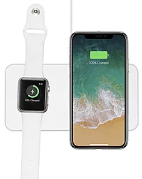 Бездротовий (індукційний) зарядний пристрій швидкої QI зарядки Qitech Mini AIRPower для Apple iPhone і Apple Watch White (QT-MiniAP)