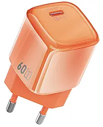 Сетевое зарядное устройство WIWU Wi-G037 Jelly 60w GaN PD USB-C port fast charger Orange - фото Сетевое зарядное устройство WIWU Wi-G037 Jelly 60w GaN PD USB-C port fast charger Orange
