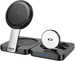 Беспроводная док-станция Hoco CQ11 3-in-1 15w wireless charger black - фото Беспроводная док-станция Hoco CQ11 3-in-1 15w wireless charger black