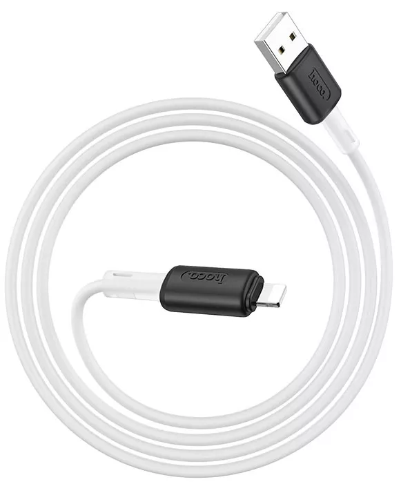Кабель Hoco X48 Soft Silicone USB-A - Lightning 12w 2.4a 1м cable White - фото 2