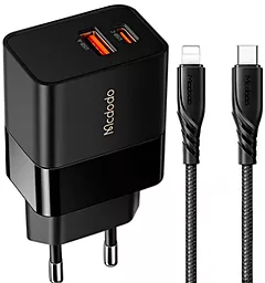 Мережевий зарядний пристрій McDodo CH-1952 20W USB-A-C + USB-C - Lightning Cable Black