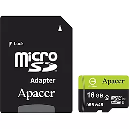 Карта пам'яті Apacer microSDHC 16GB Class 10 UHS-I U3 + SD-адаптер (AP16GMCSH10U3-R) - фото Карта пам'яті Apacer microSDHC 16GB Class 10 UHS-I U3 + SD-адаптер (AP16GMCSH10U3-R)