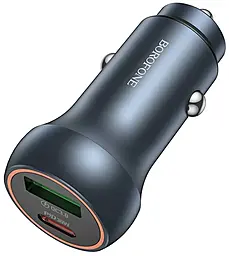 Автомобильное зарядное устройство Borofone BZ32B 48w PD USB-C/USB-A ports car charger gray - фото Автомобильное зарядное устройство Borofone BZ32B 48w PD USB-C/USB-A ports car charger gray