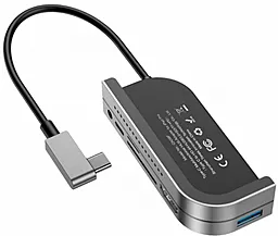 USB Type-C хаб Baseus Bend Angle No.7 Multifunctional USB-C -> 2xUSB 3.0, 1xUSB Type-C, 1xHDMI, 1xAUX3.5, 1xSD Space Gray (CAHUB-CWJ0G) - миниатюра 5