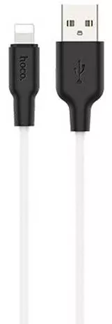 Кабель Hoco X21 Plus Silicone USB-A - Lightning 12w 2.4a 0.25м cable Black/White - фото 3