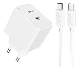Сетевое зарядное устройство Hoco CS13A 20w PD USB-C fast charger + USB-C to USB-C cable white - фото Сетевое зарядное устройство Hoco CS13A 20w PD USB-C fast charger + USB-C to USB-C cable white