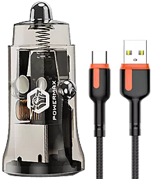 Автомобильное зарядное устройство Powermax Transparent U+C 48W QC3.0/PD + Alpha USB-C Cable Set Black