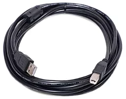Кабель (шлейф) PowerPlant USB 2.0 AM – BM, 5м, One ferrite Black - миниатюра 2