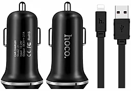 Автомобильное зарядное устройство Hoco Z1 2.1A 2xUSB-A ports charger + Lightning cable black