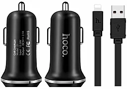 Автомобильное зарядное устройство Hoco Z1 2.1A 2xUSB-A ports charger + Lightning cable black - фото Автомобильное зарядное устройство Hoco Z1 2.1A 2xUSB-A ports charger + Lightning cable black