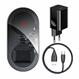 Беспроводное (индукционное) зарядное устройство Baseus Simple 2-in-1 24W + USB Type-C Cable Black (TZWXJK-A01)