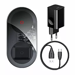 Беспроводная док-станция Baseus Simple Turbo Edition 2-in-1 24w wireless charger black (TZwXJK-A01) - фото Беспроводная док-станция Baseus Simple Turbo Edition 2-in-1 24w wireless charger black (TZwXJK-A01)